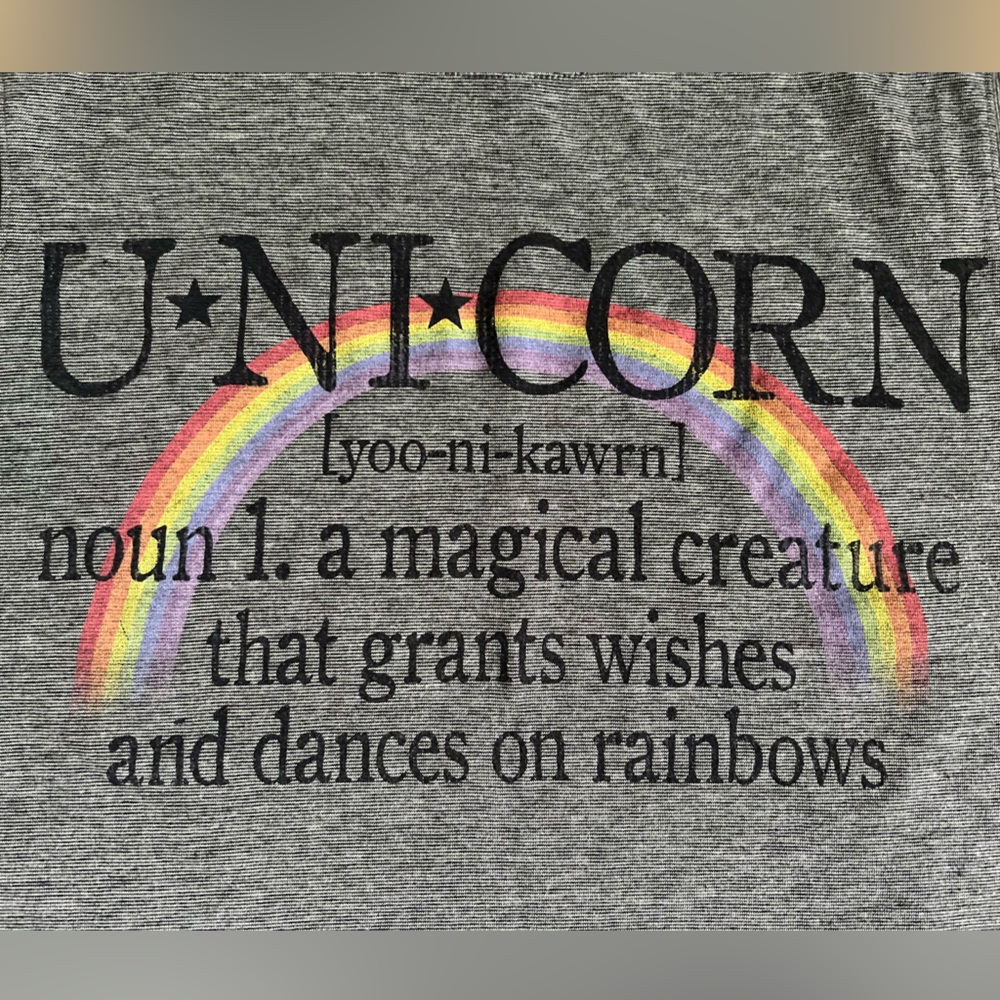 BLACK MATTER Unicorn Rainbow Muscle Gray Tank EUC